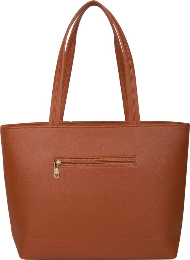 Dcozi Stylish and Fashionable Brown PU Leather Medium Handbag For Women & Girls - TB13 (Shoulder & Tote Bag) - Image 3